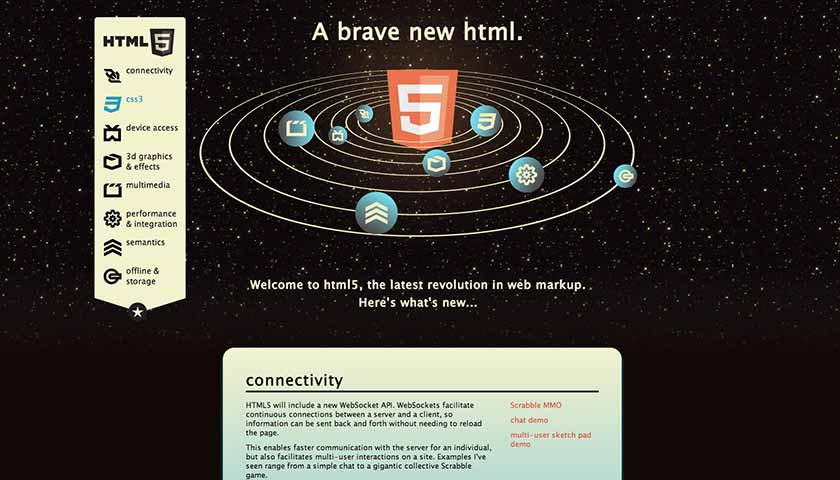HTML5 Demo site screenshot
