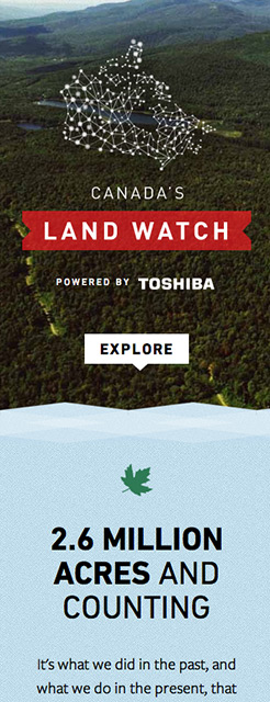 Canada's Land Watch website on a small screen